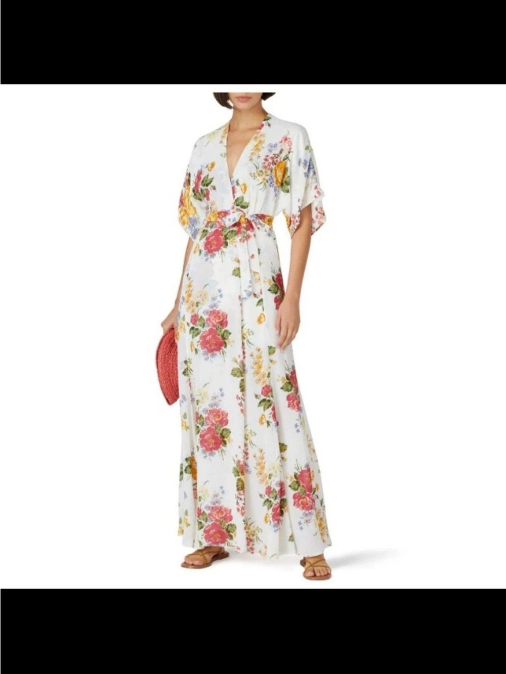 Reformation Winslow Floral Maxi Dress XS Wrap Front White